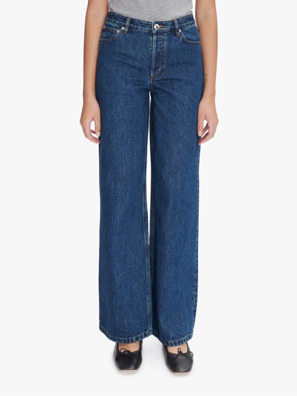 A.P.C. Elisabeth High-Rise Wide Leg Jeans in Indigo, size 27.